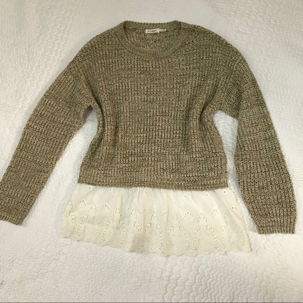 Tan and Lace Sweater